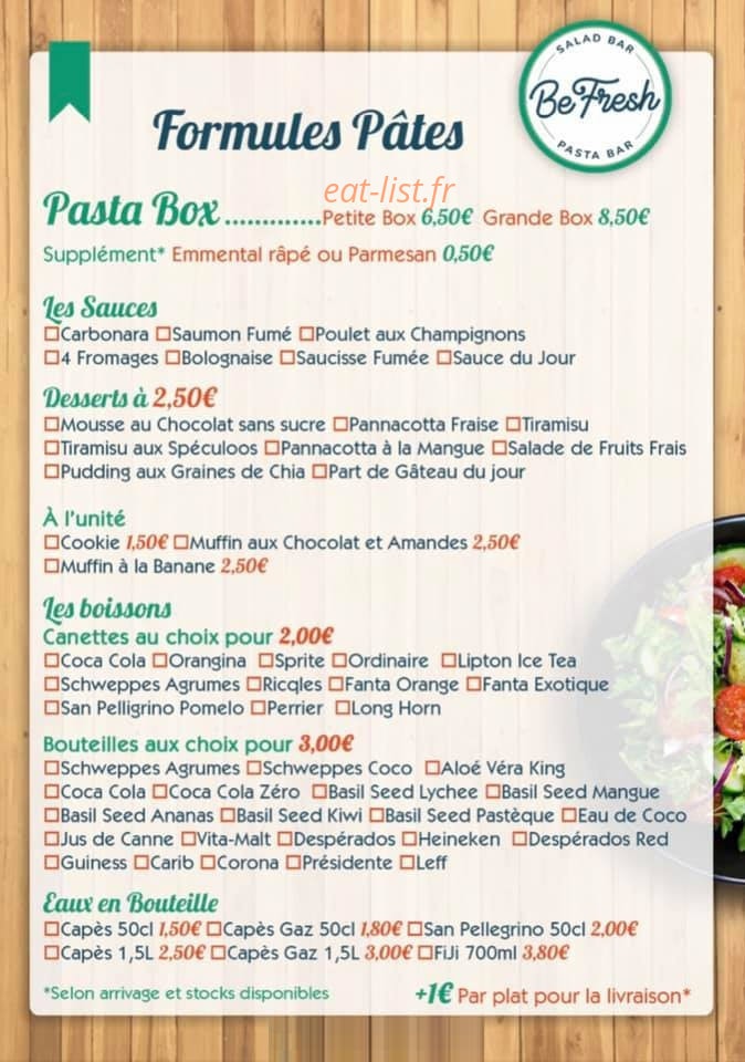 Be fresh — carte page 2