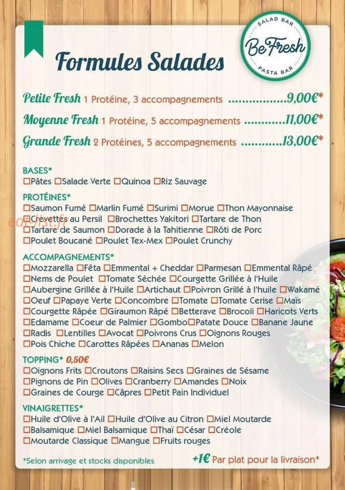 Be fresh — carte page 3