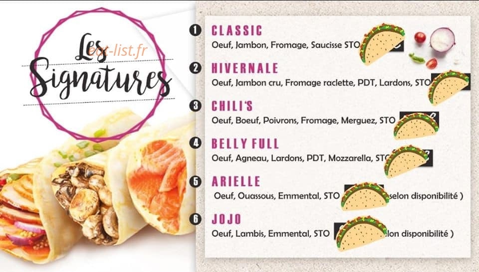 Belly's Food — carte page 3