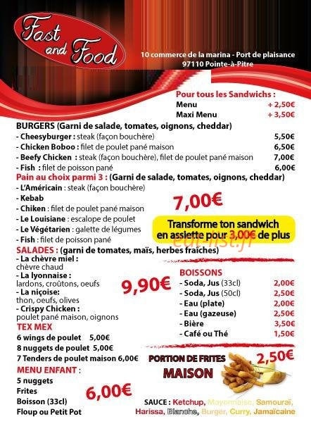 Fast and food — carte page 1