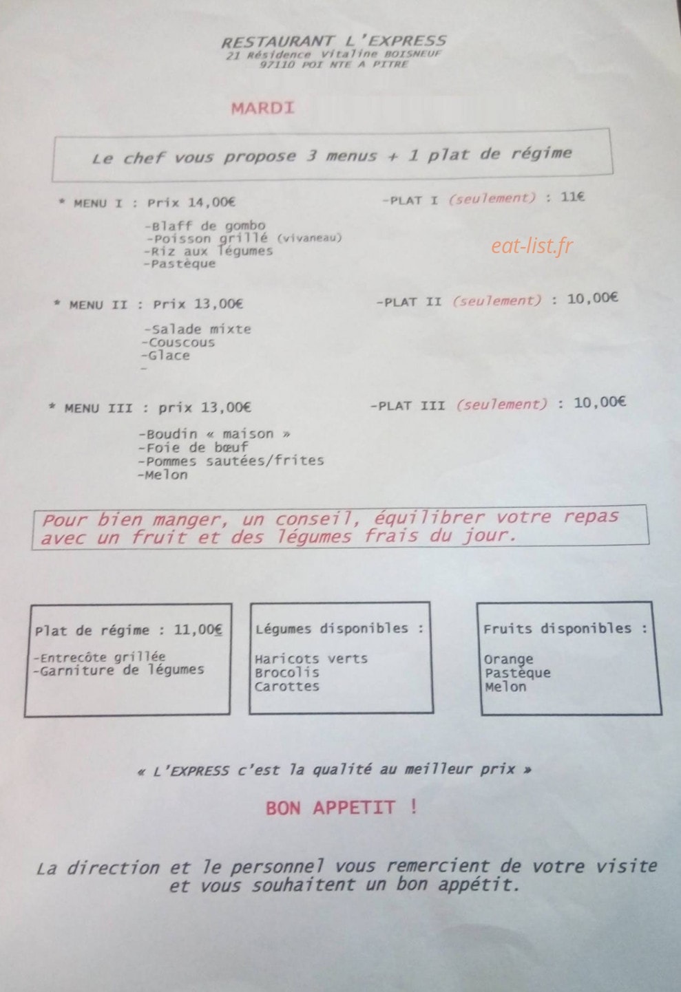 L'express — carte page 1