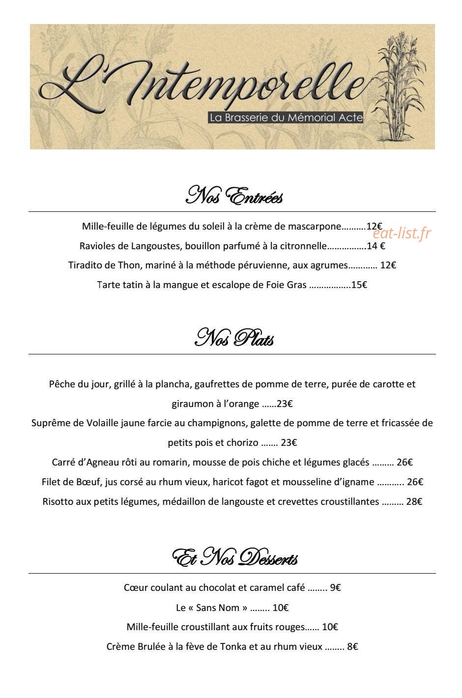 L'Intemporelle — carte page 1
