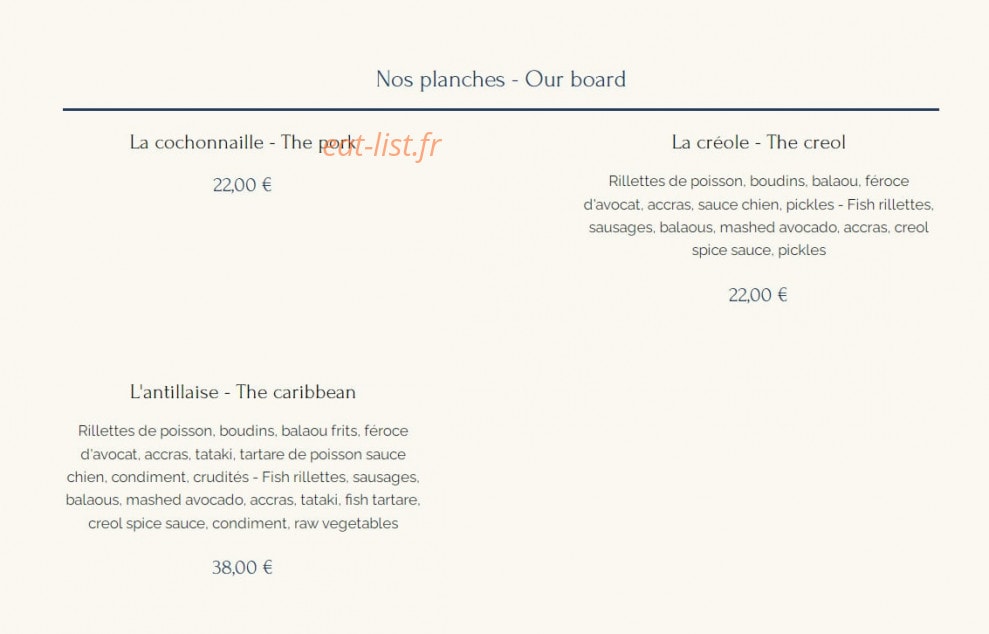 Le bistrot de la marine — carte page 2