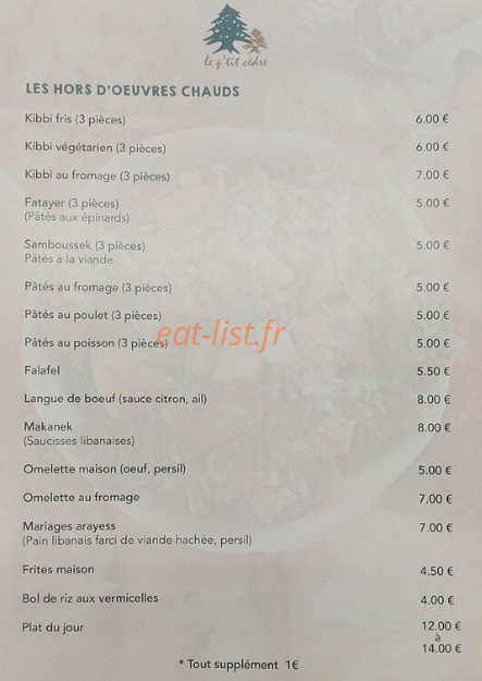 Le Petit Cèdre — carte page 4