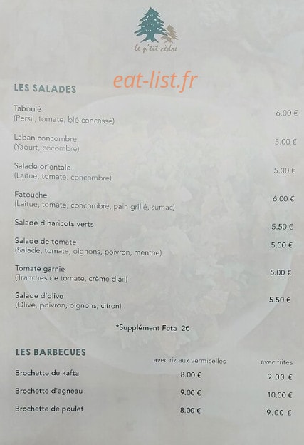 Le Petit Cèdre — carte page 2