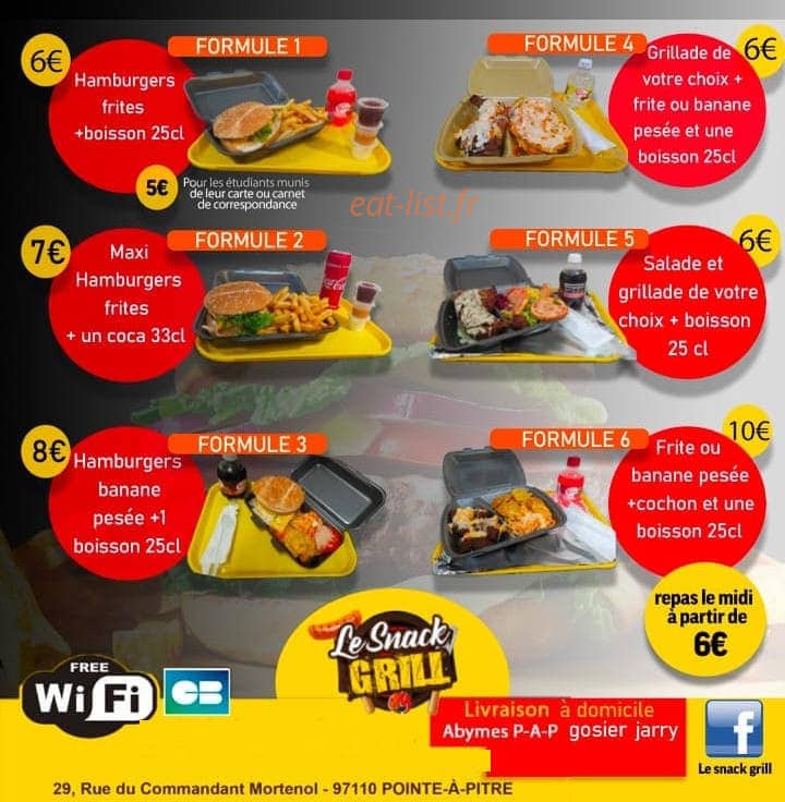 Le Snack Grill — carte page 1