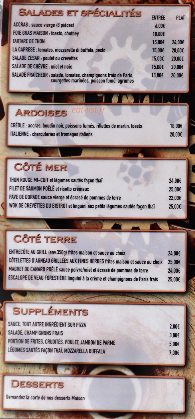 O’Bistrot — carte page 1