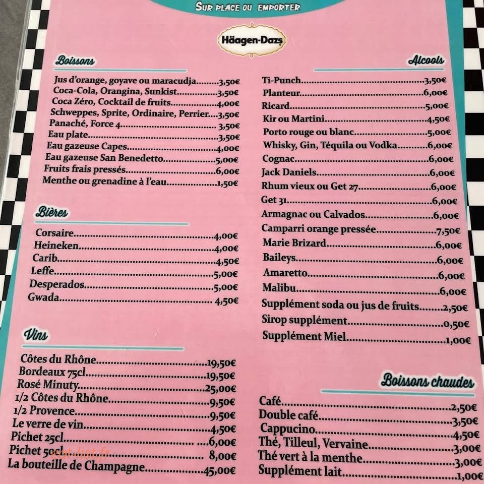 Parad Ice Café — carte page 1