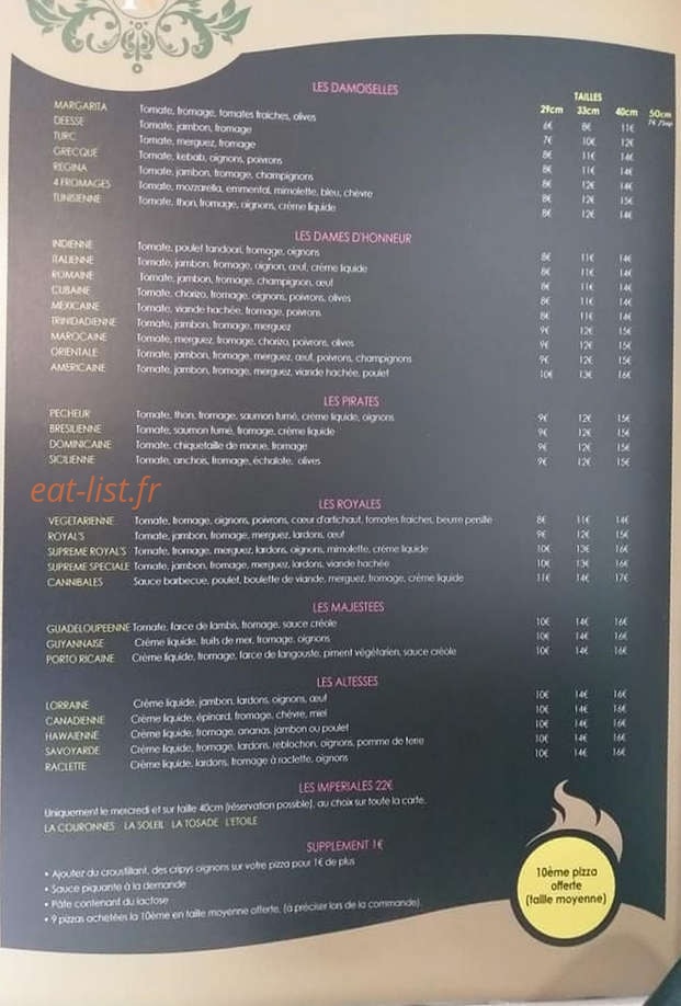 Pizza Royal's — carte page 1