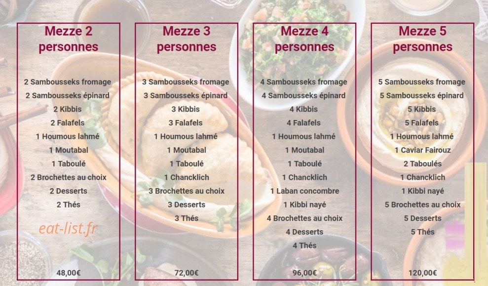 Restaurant Fairouz — carte page 3