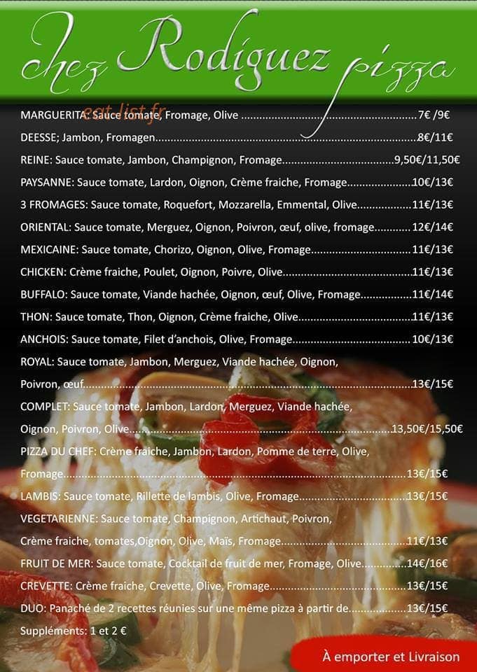 Rodriguez Pizza — carte page 2