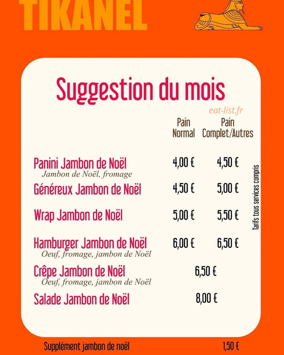 Snack Tikanel — carte page 1