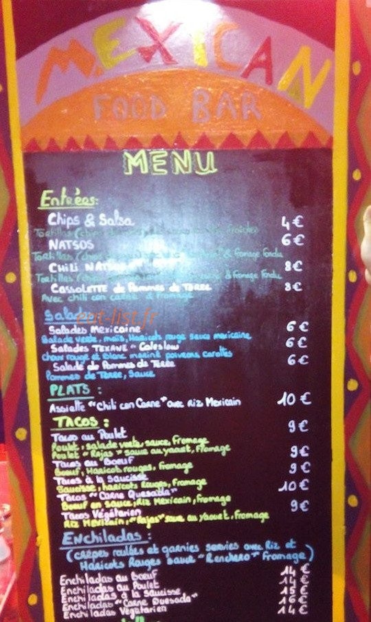 Tex-Mex Cuisine by Tomy — carte page 1