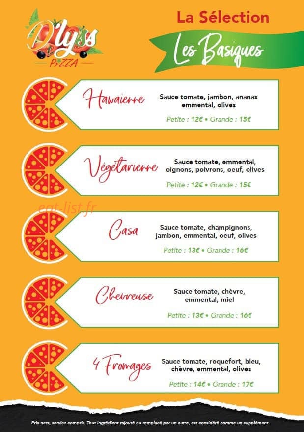 D'lyss Pizza — carte page 2
