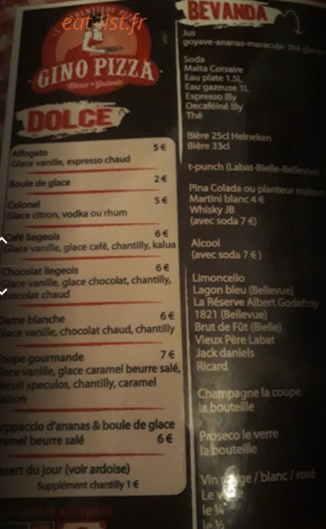 Gino pizza — carte page 3