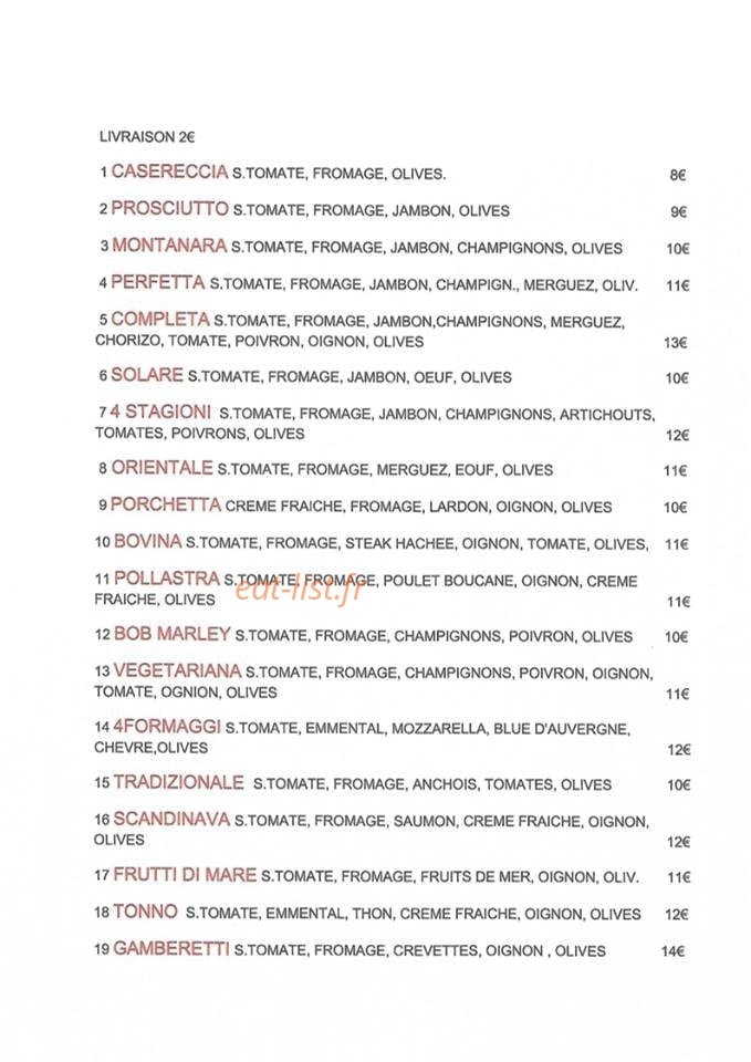 Pizzeria Antica — carte page 1