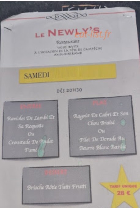 Le Newly's — carte page 1