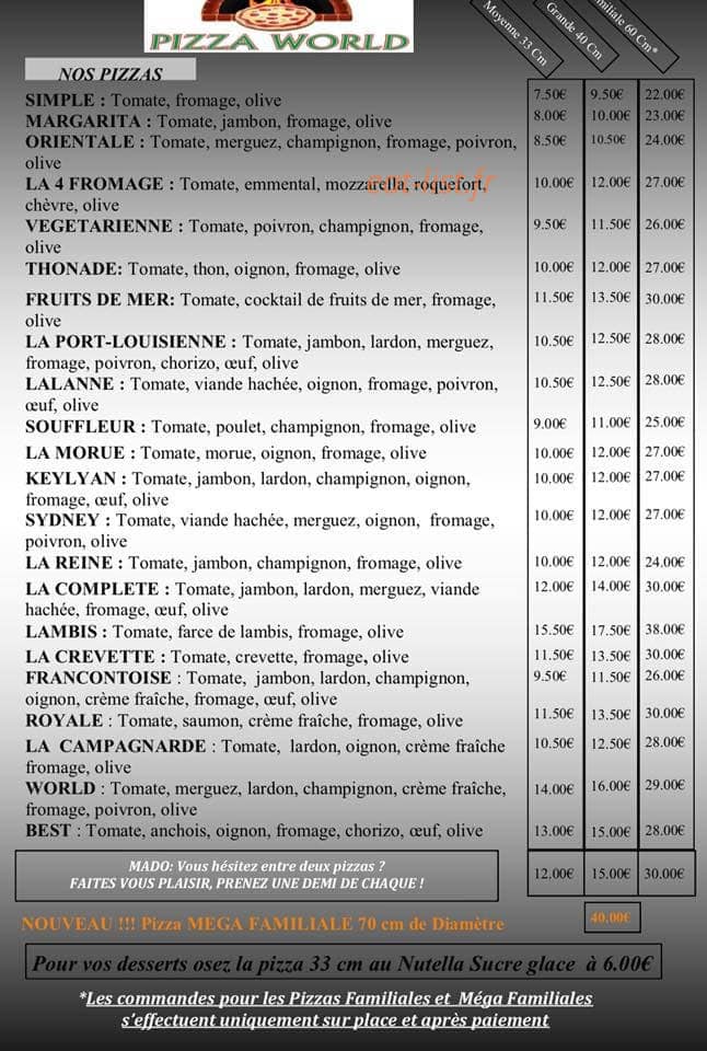 Pizza world — carte page 2