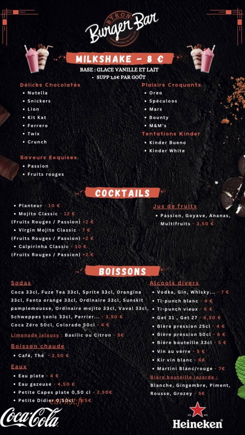 Byron Burger Bar — carte page 1