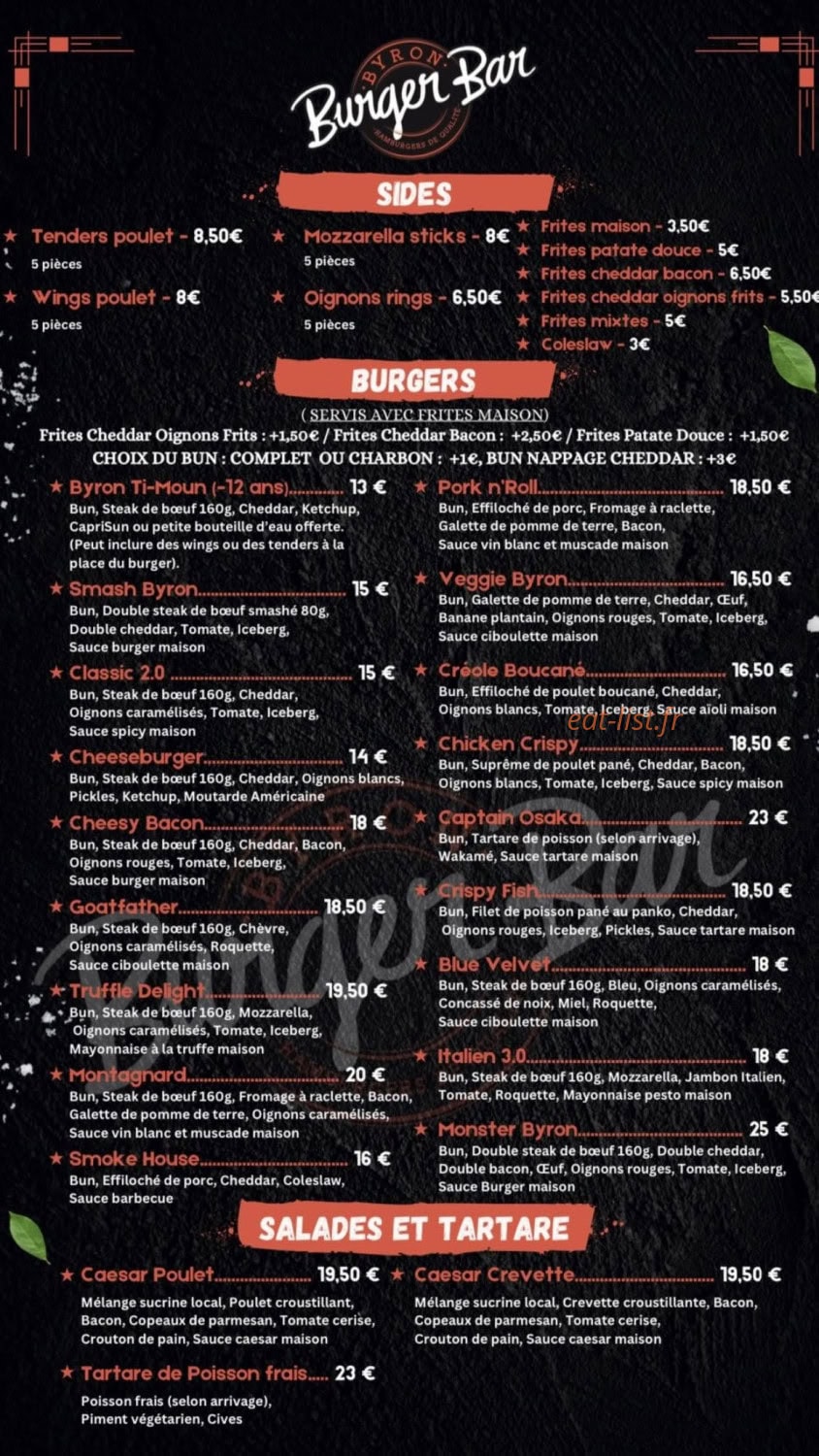 Byron Burger Bar — carte page 2