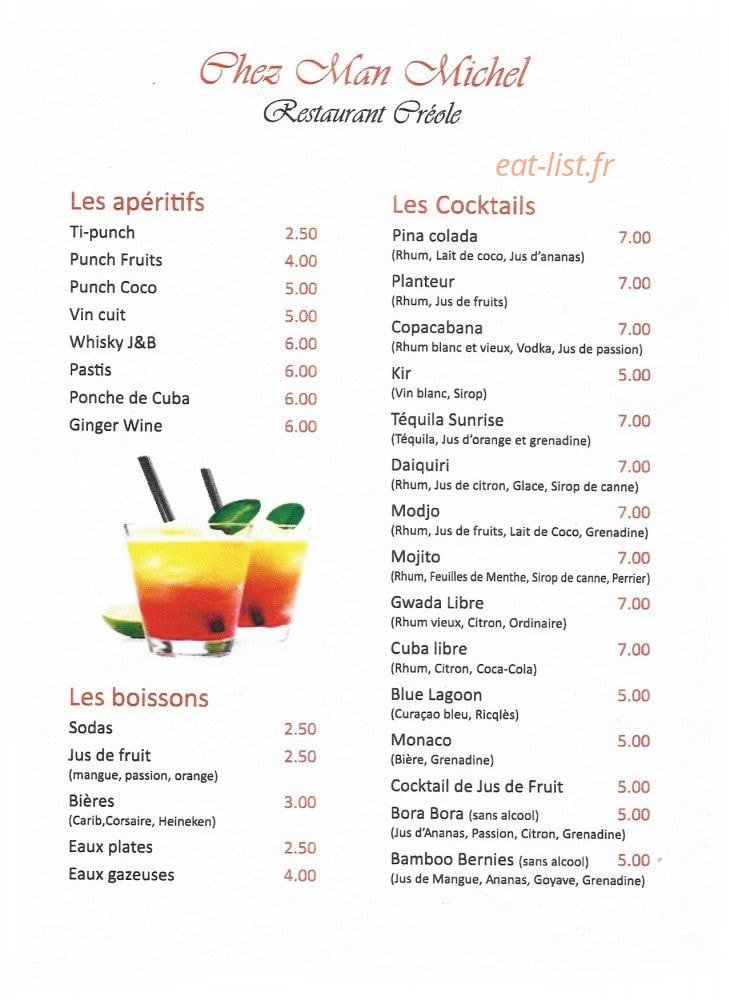 Chez Man Michel — carte page 1