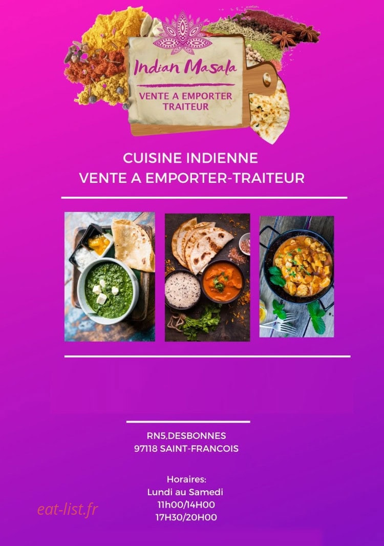 Indian Masala — carte page 1