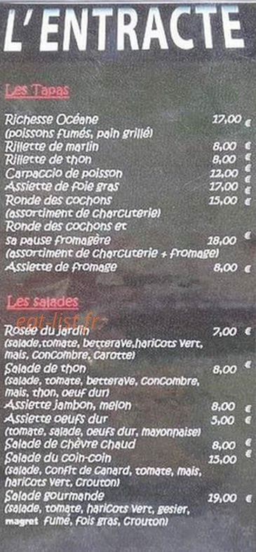 L'Entracte — carte page 1
