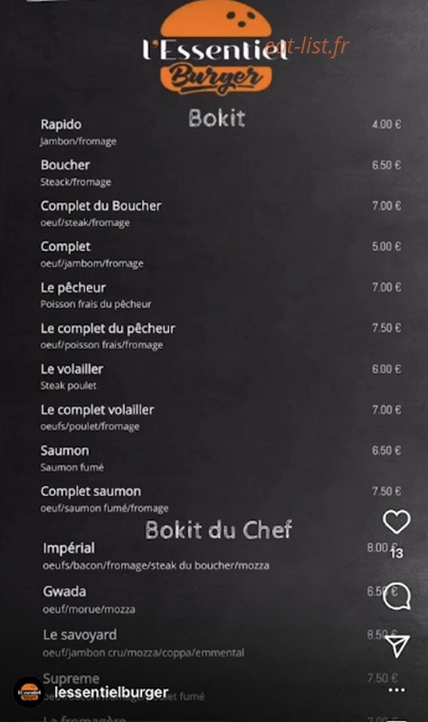 L'essentiel burger — carte page 2