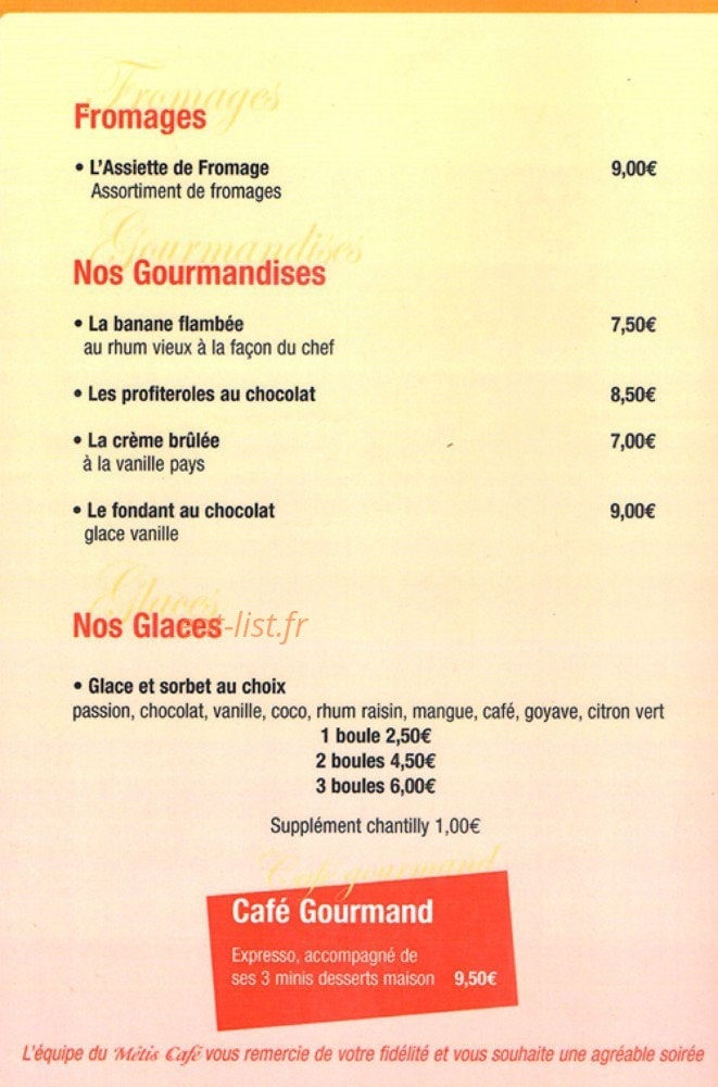 Le Metis Café — carte page 3