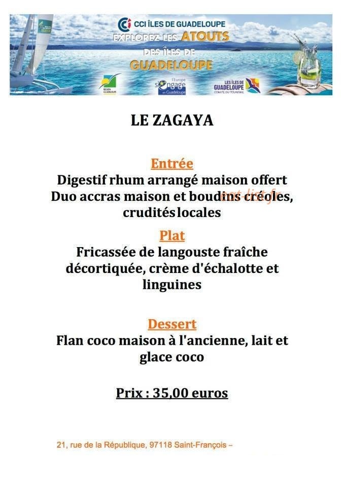 Le Zagaya — carte page 1