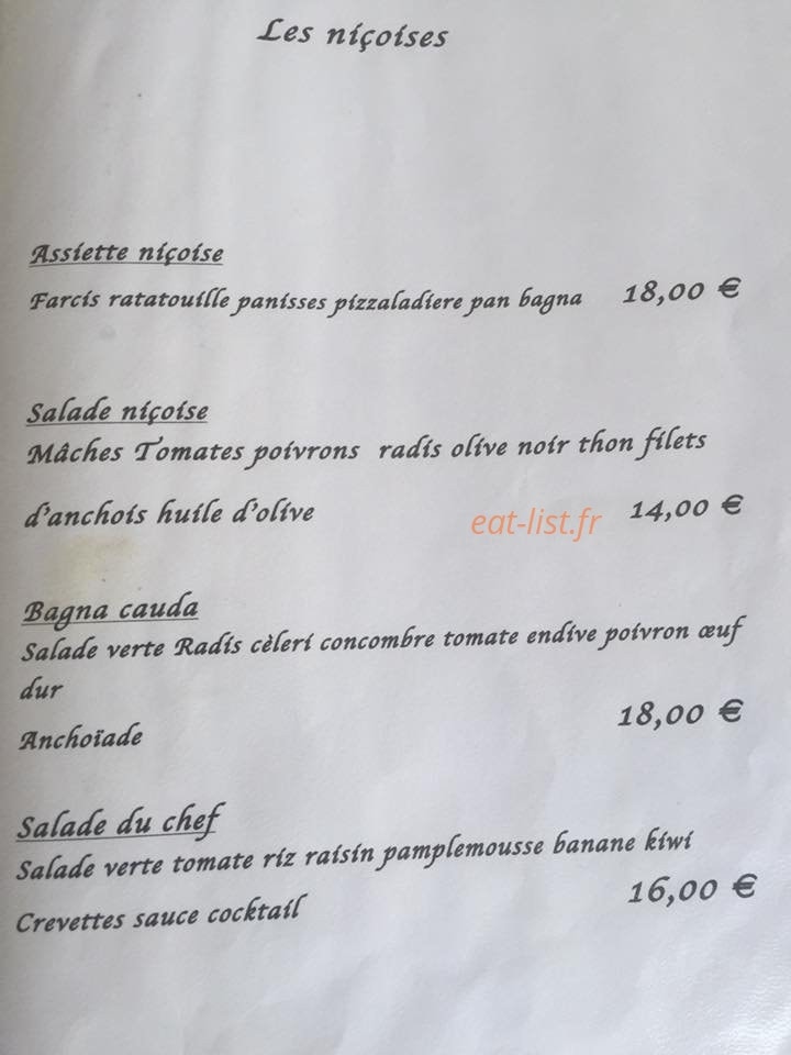 Les Niçoises — carte page 1