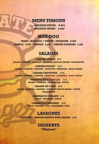 Pirate Burger — carte page 2