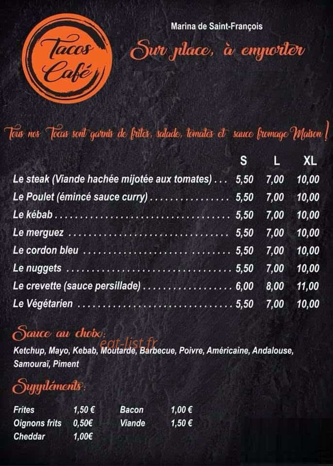 Tacos Café — carte page 1