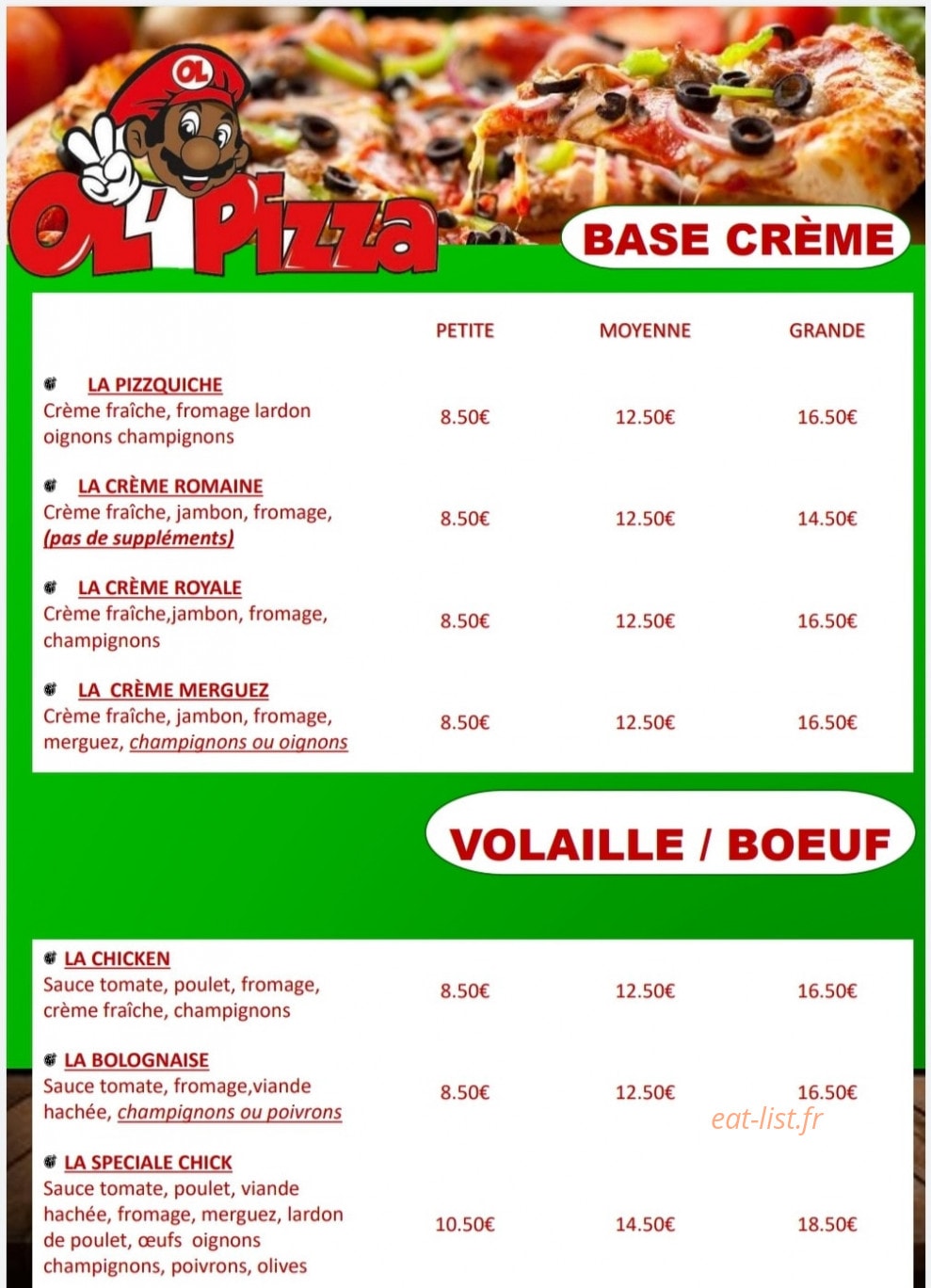 OL Pizza — carte page 2