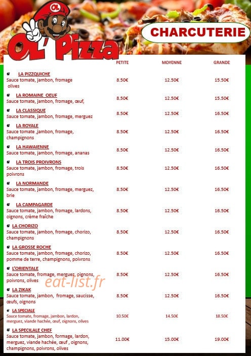 OL Pizza — carte page 3