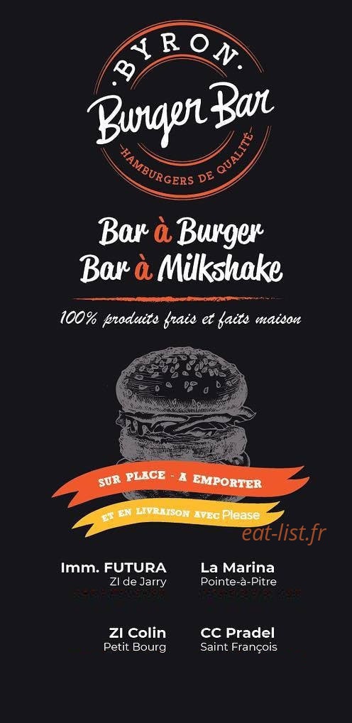 Byron Burger — carte page 1
