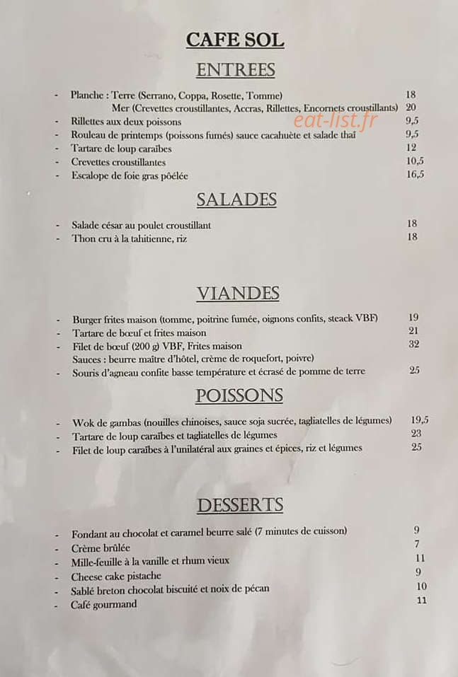 Café sol jarry — carte page 1