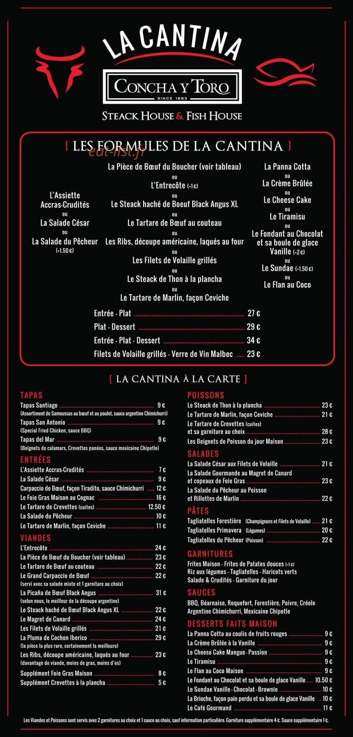 La Cantina — carte page 1