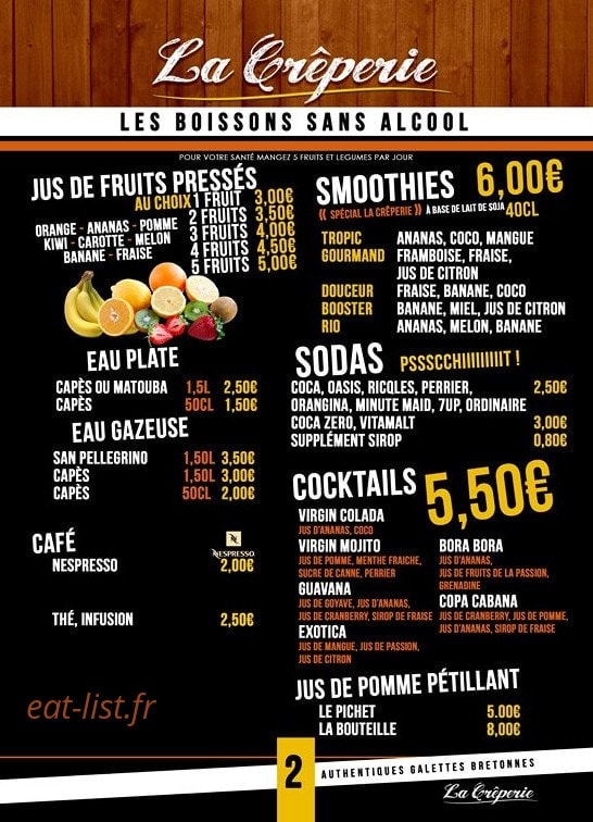 La Crêperie — carte page 9