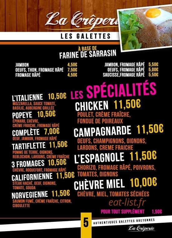 La Crêperie — carte page 3