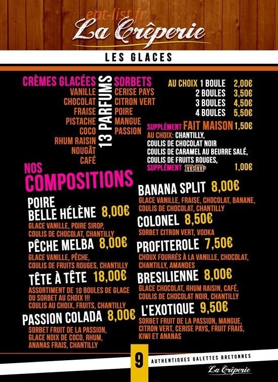 La Crêperie — carte page 8