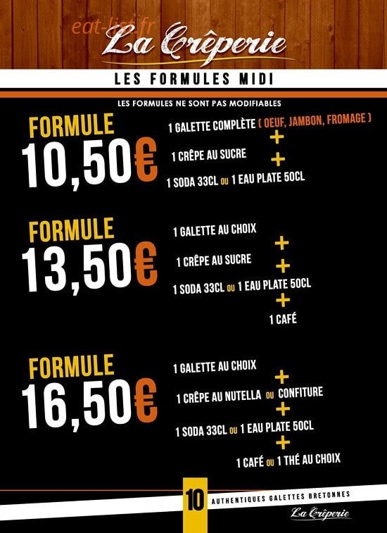 La Crêperie — carte page 1
