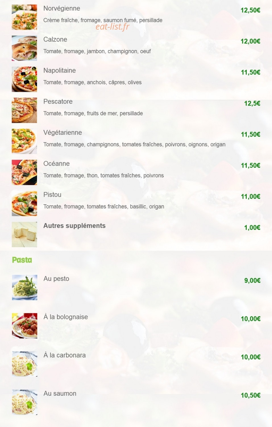 La Fringale — carte page 2