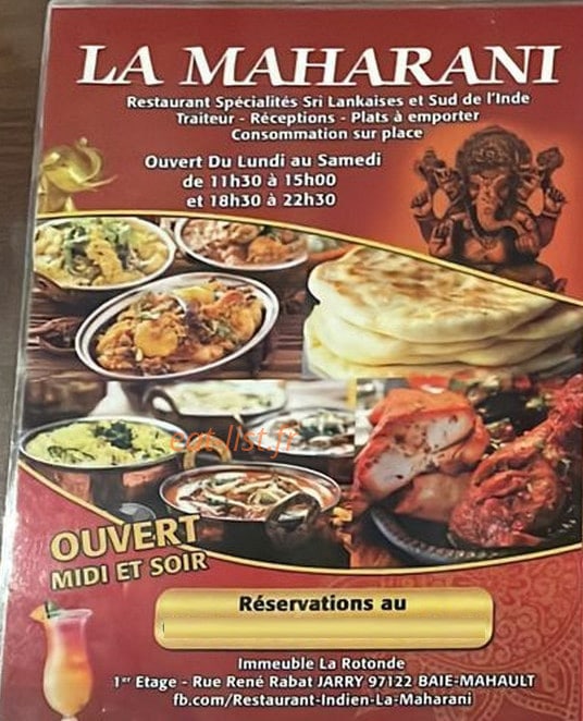 La Maharani — carte page 1