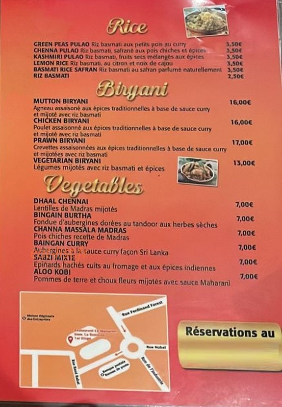 La Maharani — carte page 4