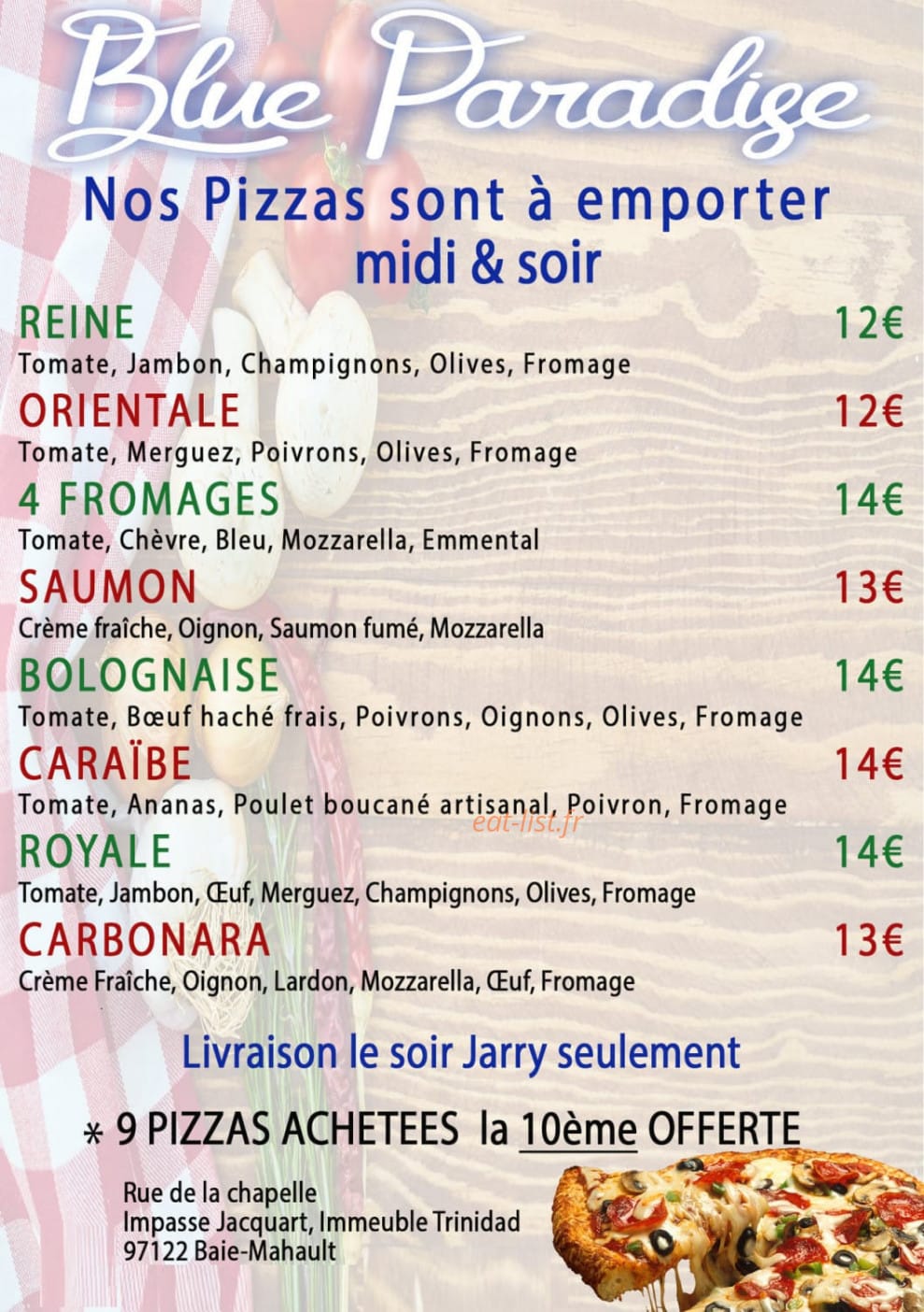 Le Blue Paradise — carte page 1
