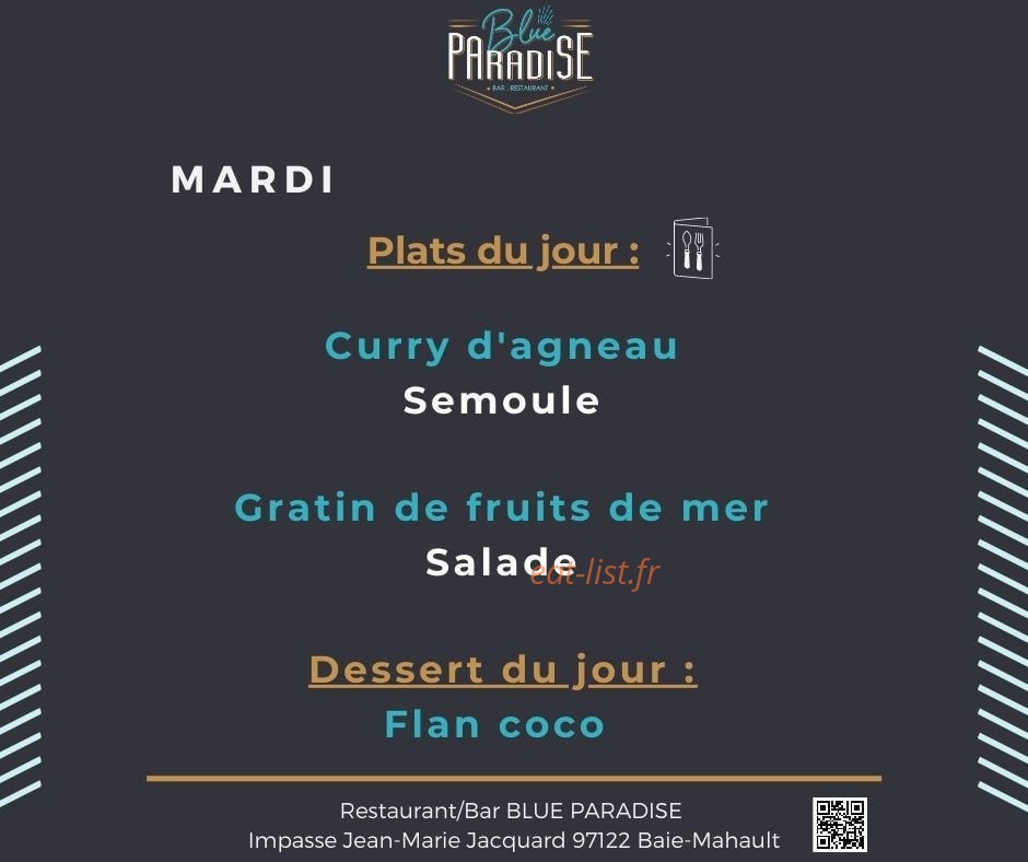 Le Blue Paradise — carte page 8