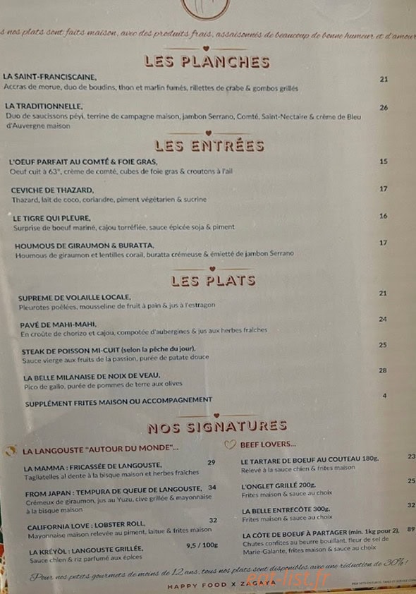 Palm's — carte page 1
