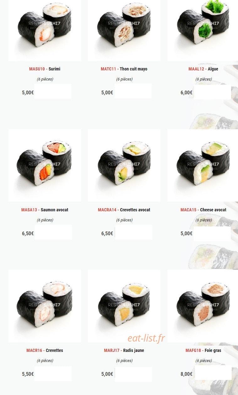 Sushi 7 — carte page 7