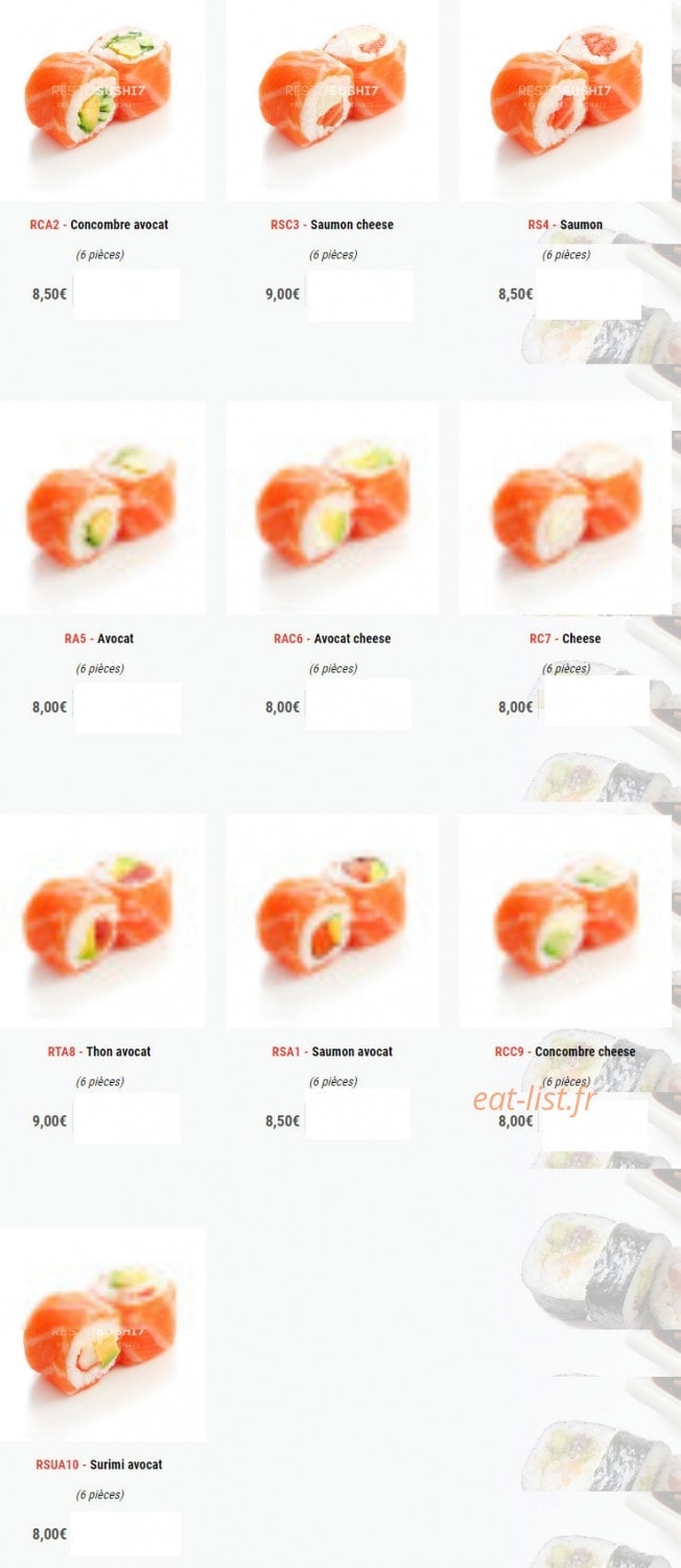 Sushi 7 — carte page 8